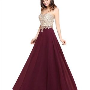 Burgundy and gold dress
